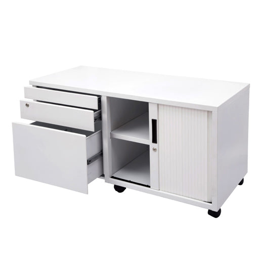 Rapidline Mobile Caddy Unit - Right Hand Tambour Door White Satin