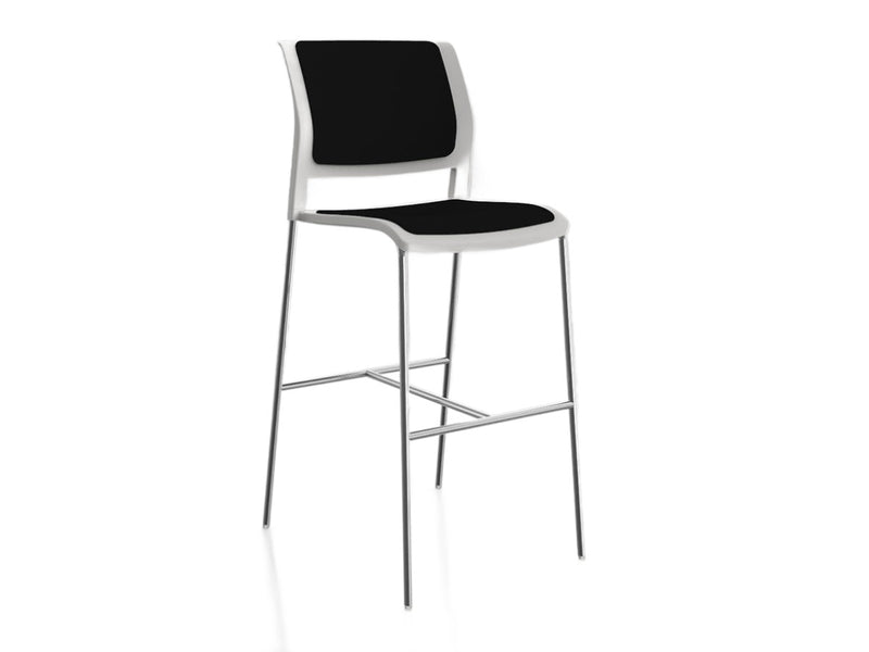 Game Barstool With Fully Upholstery White Black