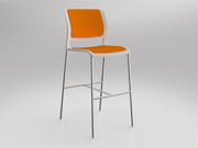 Game Barstool With Fully Upholstery White Bright Orange
