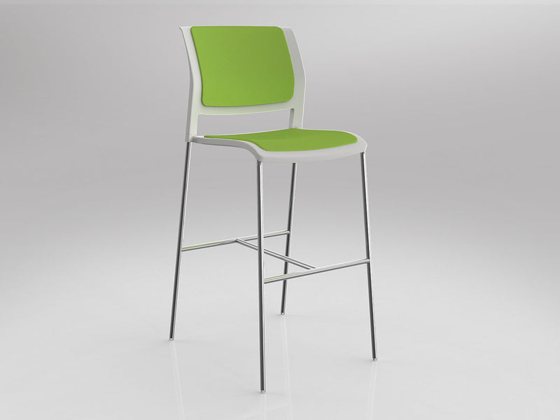 Game Barstool With Fully Upholstery White Lime Green