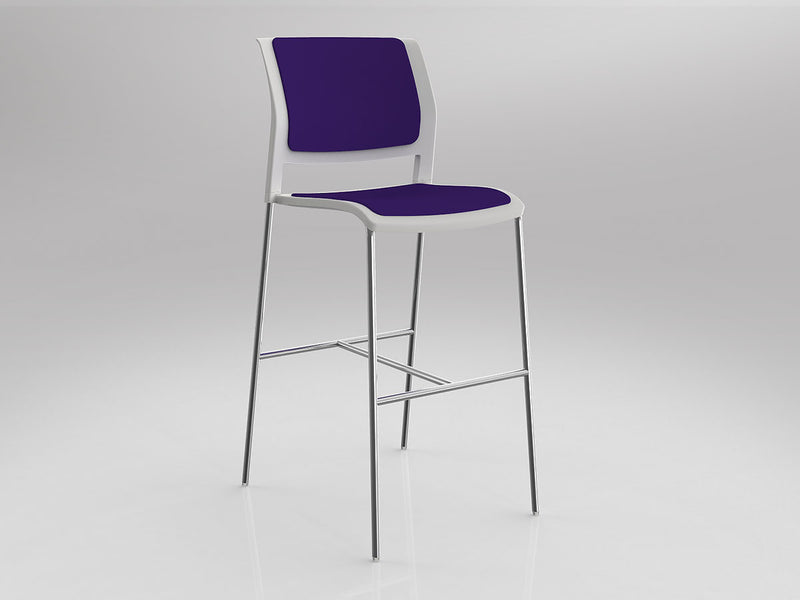 Game Barstool With Fully Upholstery White Plum