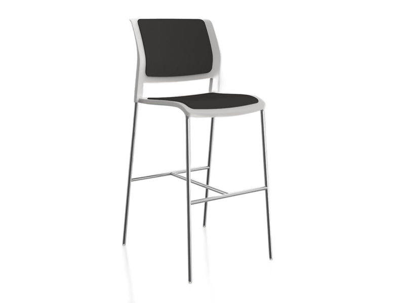Game Barstool With Fully Upholstery White Gray