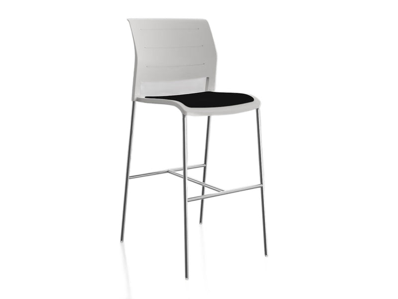Game Barstool With Upholstery White Black