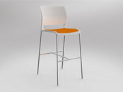 Game Barstool With Upholstery White Bright Orange