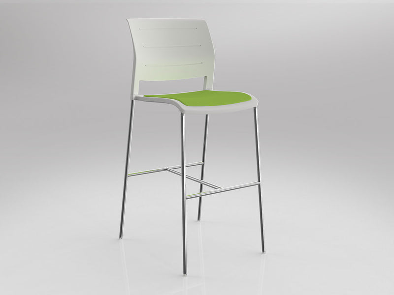 Game Barstool With Upholstery White Lime Green