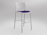Game Barstool With Upholstery White Plum