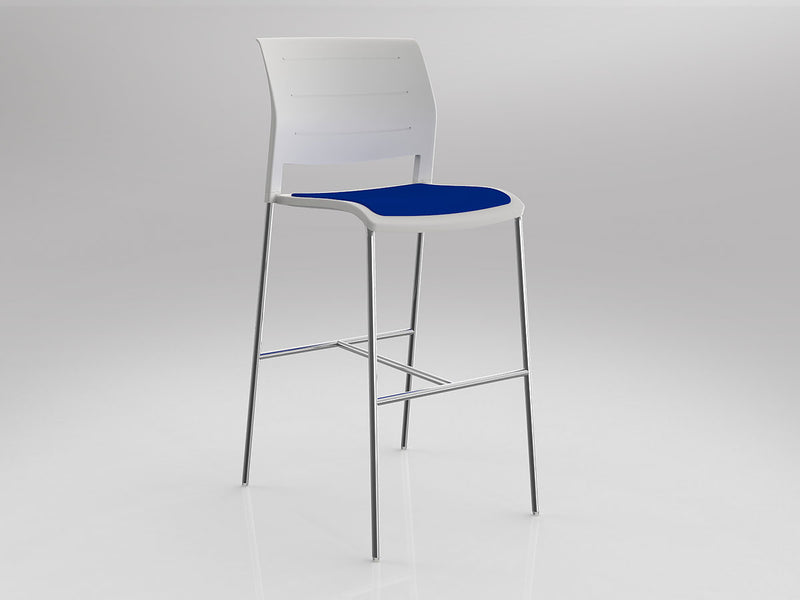 Game Barstool With Upholstery White Sky Blue