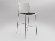 Game Barstool With Upholstery White Gray