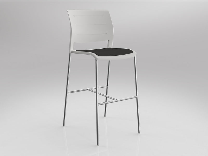 Game Barstool With Upholstery White Gray