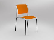 Game 4 leg Chair (Fully Upholstered) White Bright Orange Black Powdercoat