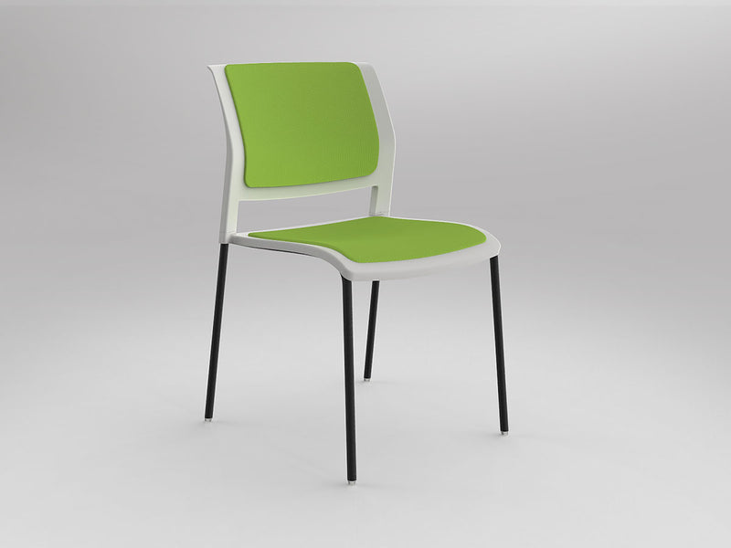 Game 4 leg Chair (Fully Upholstered) White Lime Green Black Powdercoat