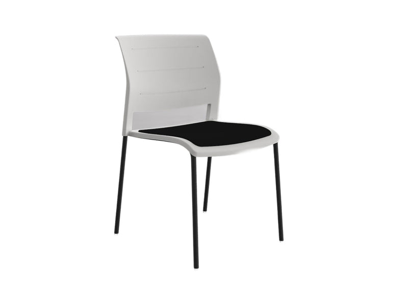 Game 4 leg Chair (Upholstered Seat) White Black Black Powdercoat