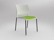 Game 4 leg Chair (Upholstered Seat) White Lime Green Black Powdercoat