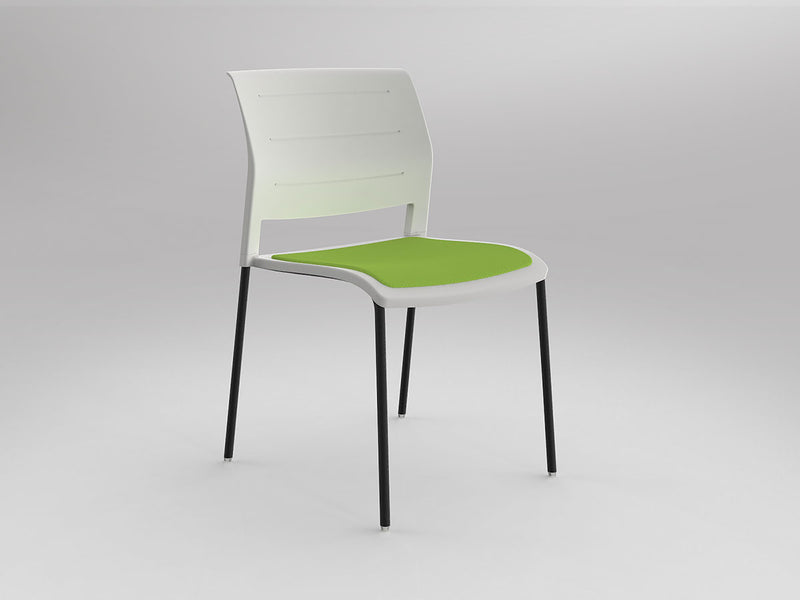 Game 4 leg Chair (Upholstered Seat) White Lime Green Black Powdercoat