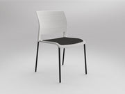 Game 4 leg Chair (Upholstered Seat) White Gray Black Powdercoat