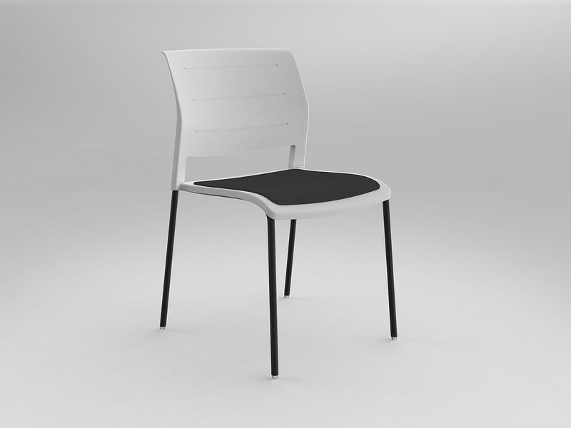 Game 4 leg Chair (Upholstered Seat) White Gray Black Powdercoat