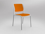 Game 4 leg Chair (Fully Upholstered) White Bright Orange Polished Chrome