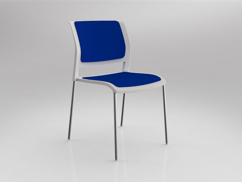 Game 4 leg Chair (Fully Upholstered) White Sky Blue Polished Chrome