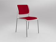 Game 4 leg Chair (Fully Upholstered) White Tomato Red Polished Chrome