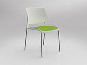 Game 4 leg Chair (Upholstered Seat) White Lime Green Polished Chrome