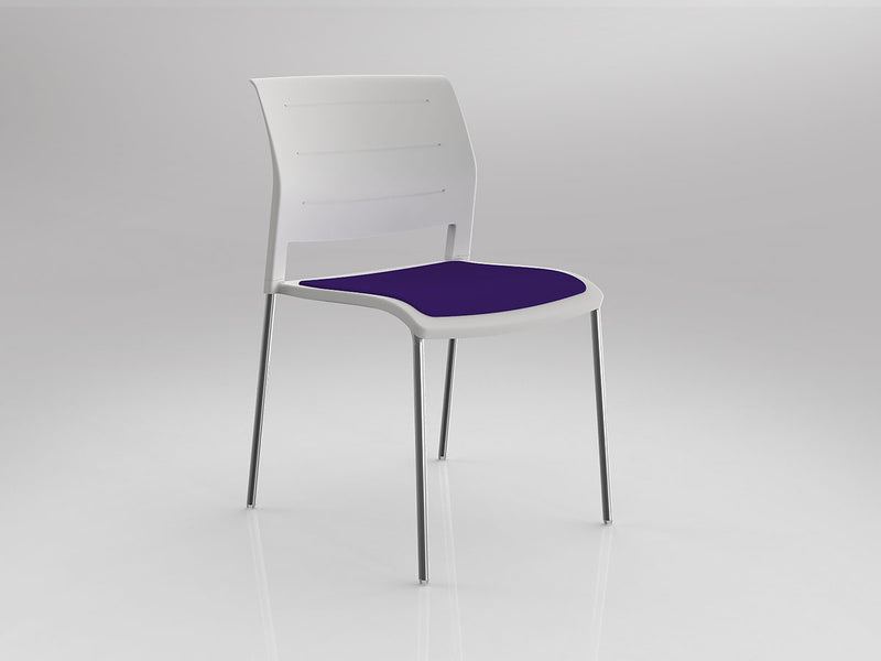 Game 4 leg Chair (Upholstered Seat) White Plum Polished Chrome