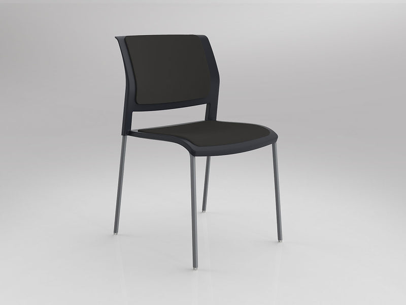 Game 4 leg Chair (Fully Upholstered) Charcole Gray Silver Powdercoat