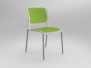 Game 4 leg Chair (Fully Upholstered) White Lime Green Silver Powdercoat
