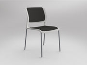 Game 4 leg Chair (Fully Upholstered) White Gray Silver Powdercoat
