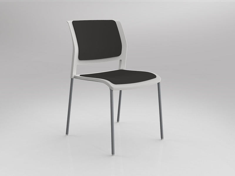 Game 4 leg Chair (Fully Upholstered) White Gray Silver Powdercoat