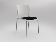 Game 4 leg Chair (Upholstered Seat) White Black Silver Powdercoat