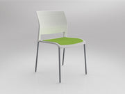 Game 4 leg Chair (Upholstered Seat) White Lime Green Silver Powdercoat