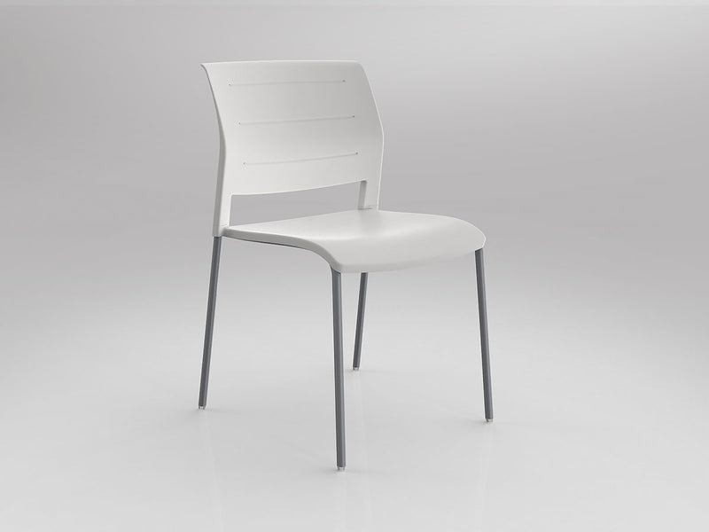 Game Chair Unupholstered 4Lages White Silver Powdercoat