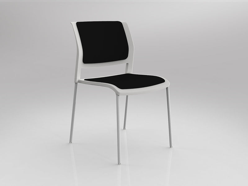 Game 4 leg Chair (Fully Upholstered) White Black White Powdercoat