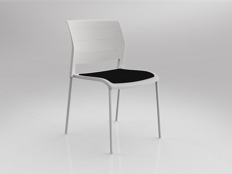 Game 4 leg Chair (Upholstered Seat) White Black White Powdercoat