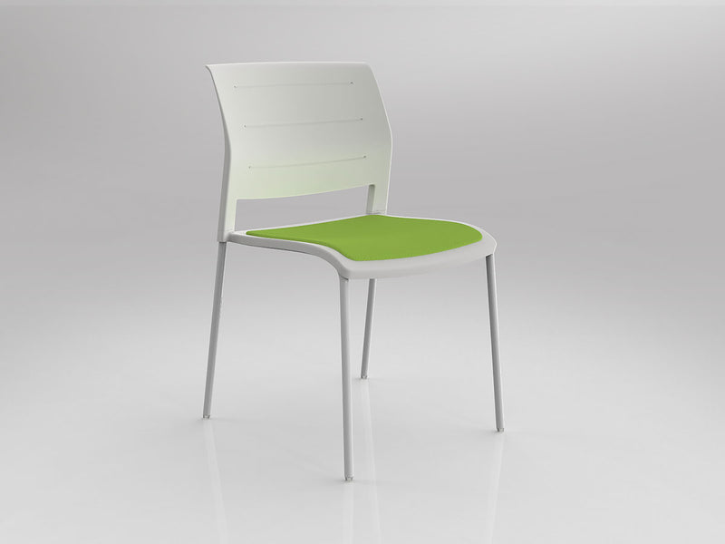 Game 4 leg Chair (Upholstered Seat) White Lime Green White Powdercoat