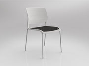 Game 4 leg Chair (Upholstered Seat) White Gray White Powdercoat