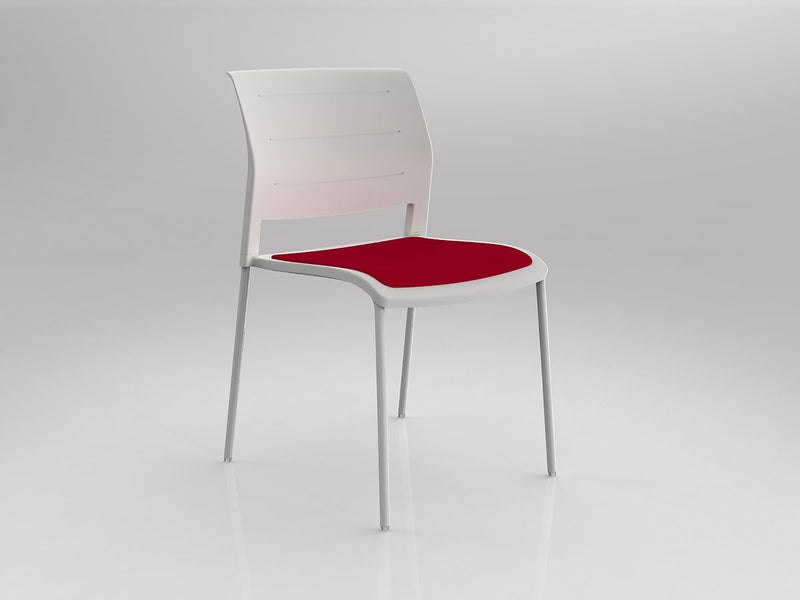 Game 4 leg Chair (Upholstered Seat) White Tomato Red White Powdercoat