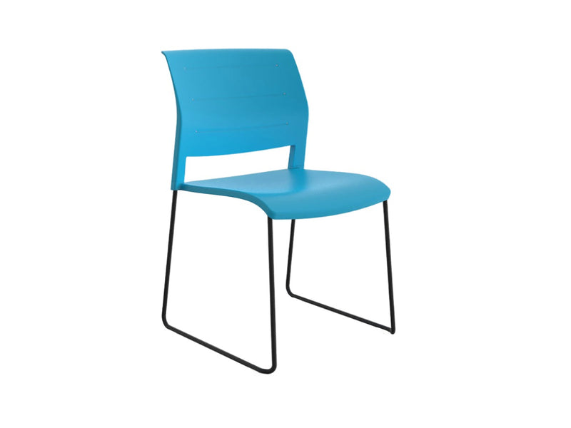 Game Chair Unupholstered Sled Base Aqua Black Powdercoat