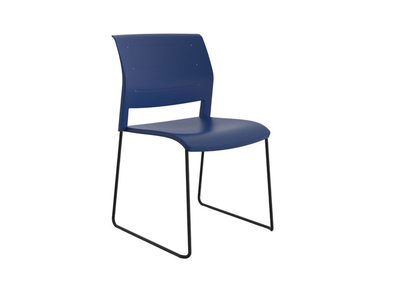 Game Chair Unupholstered Sled Base Indigo Black Powdercoat