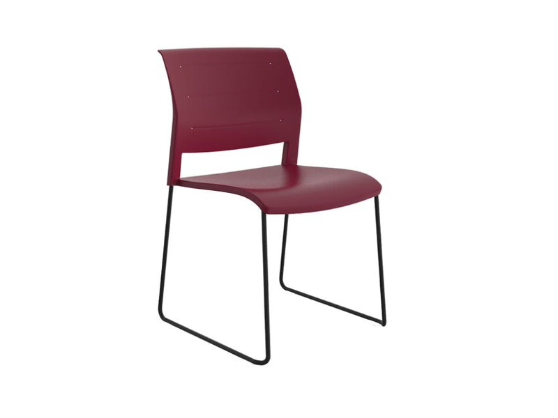 Game Chair Unupholstered Sled Base Red Black Powdercoat