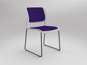 Game Sled leg Chair (Fully Upholstered) White Plum Black Powdercoat