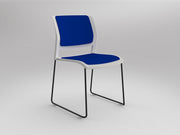 Game Sled leg Chair (Fully Upholstered) White Sky Blue Black Powdercoat