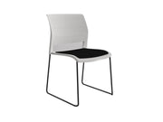Game Sled leg Chair (Upholstered Seat) White Black Black Powdercoat