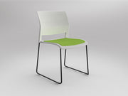 Game Sled leg Chair (Upholstered Seat) White Lime Green Black Powdercoat