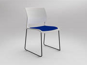 Game Sled leg Chair (Upholstered Seat) White Sky Blue Black Powdercoat
