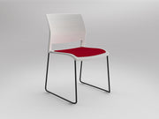 Game Sled leg Chair (Upholstered Seat) White Tomato Red Black Powdercoat
