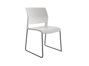 Game Chair Unupholstered Sled Base White Black Powdercoat