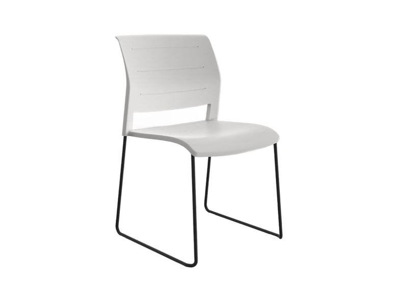 Game Chair Unupholstered Sled Base White Black Powdercoat