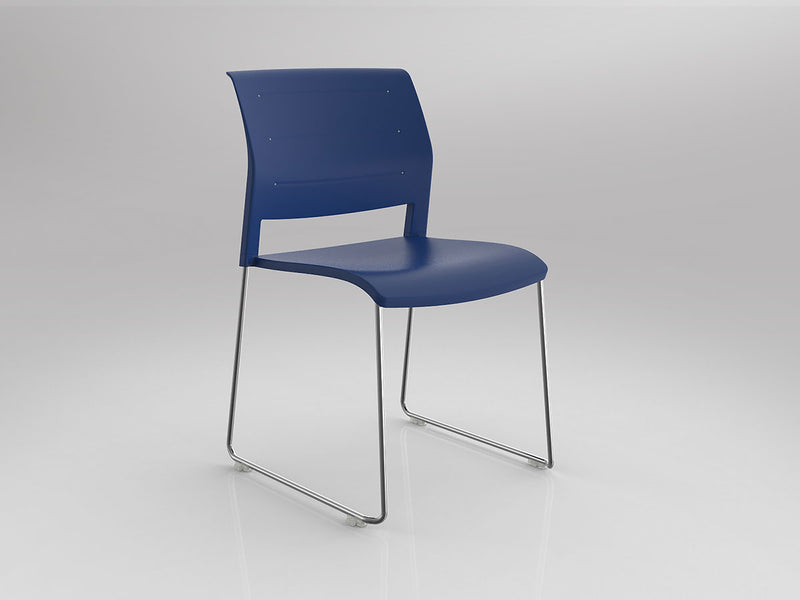 Game Chair Unupholstered Sled Base Indigo Polished Chrome