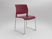 Game Chair Unupholstered Sled Base Red Polished Chrome